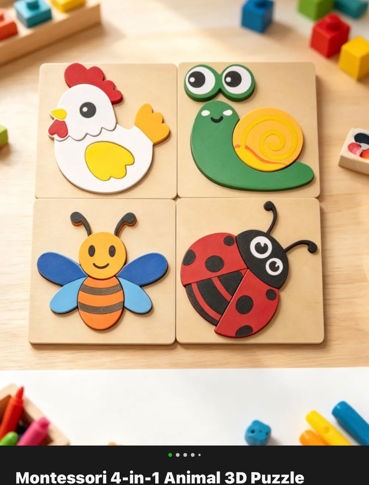 Montessori 4-1 Animal 3D Puzzles